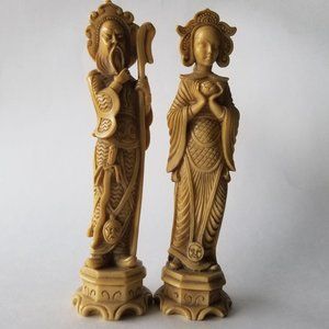 RARE Vintage Faux Statues of Kwan Yin and Shou Lao